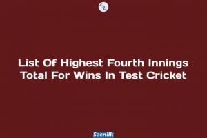 List Of Highest Fourth Innings Total For Wins In Test Cricket
