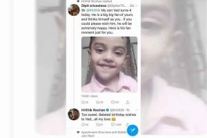 Hrithik Roshan wishes birthday to 4-year-old fan