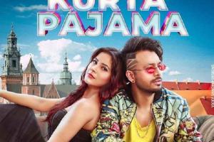 The first look poster of Tony Kakkar's music video 'Kurta Pajama' featuring Shehnaaz Gill out now