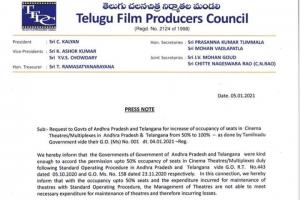 Telugu Film Producers Council Requests For 100% Occupancy in Cinemas