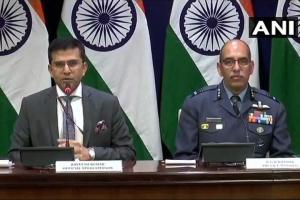 MEA spokesperson and Air Vice Marshal RGK Kapoor address media in Delhi